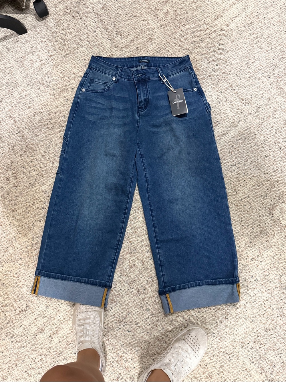 Flamingals Wide Leg Cuffed Jeans Size M – New With Tags